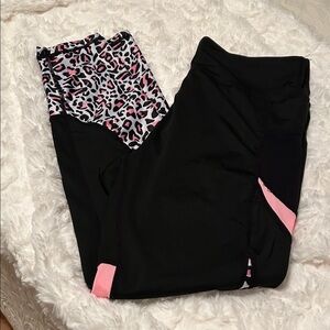 Black Leggings with Pink Leopard Accent Panels